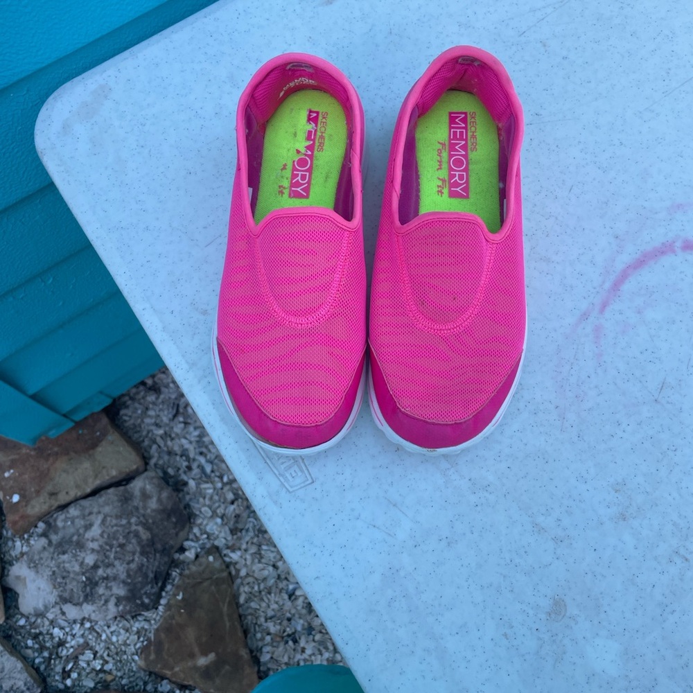 Skechers Neon Pink Slip-On Sneakers - Picture 2 of 6